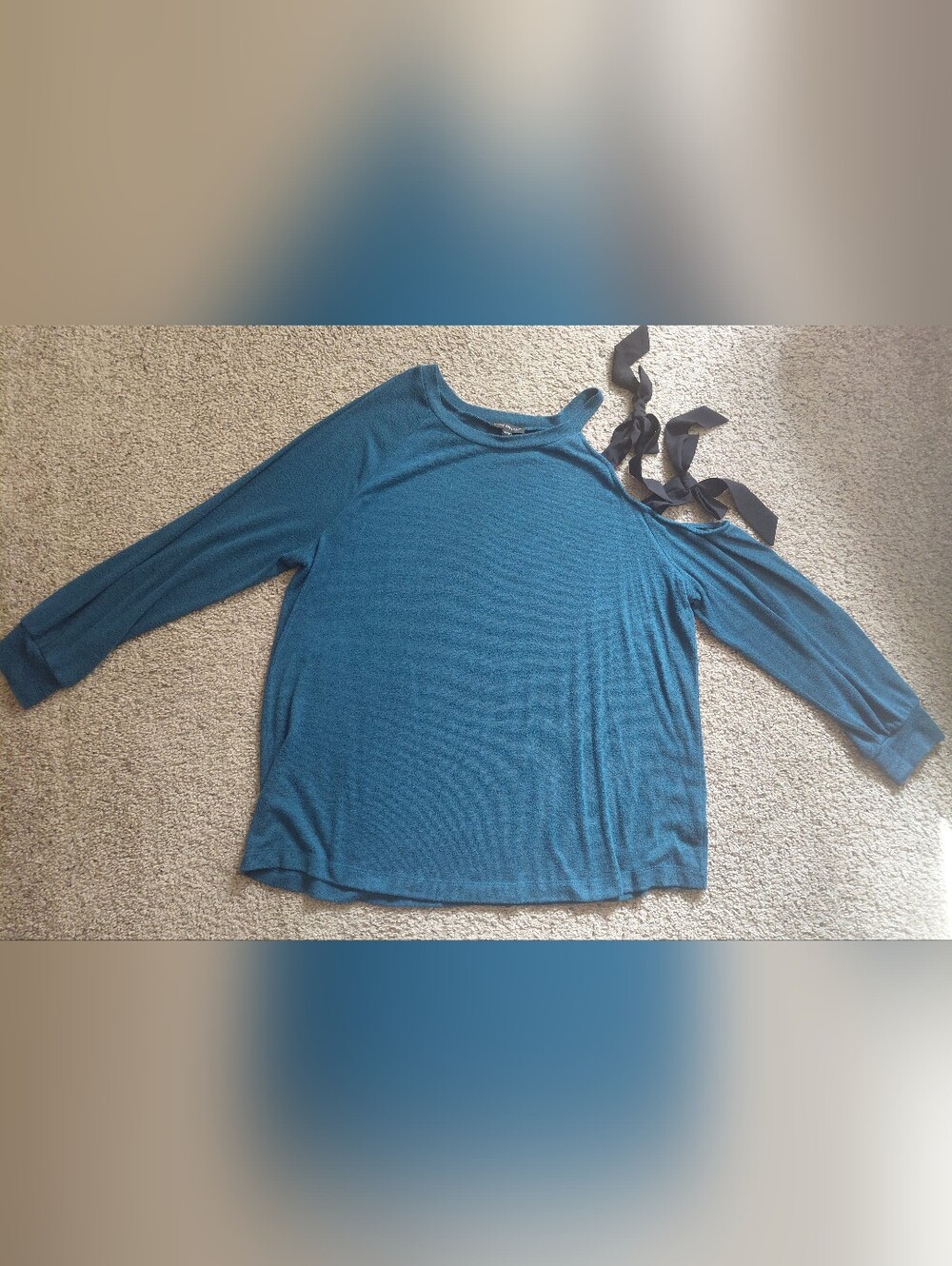 Lane Bryant Teal Cold Shoulder Bow Sleeve Top 18/20